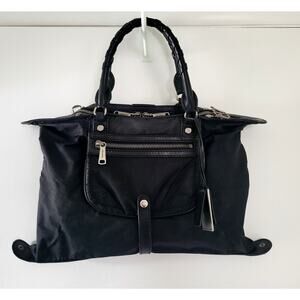 Joy Gryson SKYE Italy Handbag Tote Convertible Black Leather Nylon
